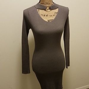 Grey Bodycon Sweater Dress